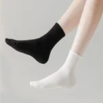 10/20/30 Pairs Neutral Solid Color Mid Calf Round Neck Socks Spring Autumn Sweat Absorbing Breathable All Season Sports Socks - Image 2