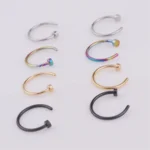 2/10pcs 20G Fake Nose Rings for Women Men,316L Stainless Steel Clip On Lip Rings Labret Ring Nose Piercing Jewelry - Image 2