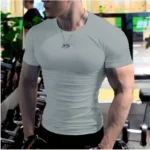 t-Shirt Casual Soild White t Shirts Men Short Sleeve - Image 2