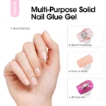 GELLEN Gel Nail Tips Kit 240Pcs Pre Shaped Short Square Soft Tips 15g Solid Gel Glue UV LED Lamp DIY Manicure Set Long Lasting