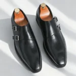 Classic Retro Dress Men's Monk Leather Shoes With Pointed Toe Buckle Business Office Wedding Comfortable Men's Oxfords Shoes - Image 7