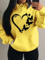 Combination Of Love And Butterfly  Pattern Hoody Women Hip Hop Street Hoodies