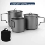 Titanium Camping Mug with Folding Handle Lightweight Portable Outdoor Cup Cooking set Cookware for Hiking Travel - Image 11