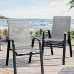 4-Piece Stackable Patio Chairs Set Outdoor Dining Chairs with Textilene Fabric/Metal Frame, for Deck Backyard Garden Poolside