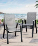 4-Piece Stackable Patio Chairs Set Outdoor Dining Chairs with Textilene Fabric/Metal Frame, for Deck Backyard Garden Poolside