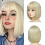 Bob Black Synthetic Wigs Straight Cosplay Short Daily Natural Looking Hair Wig with Bangs Heat Resistant Fiber for Women Afro - Image 11