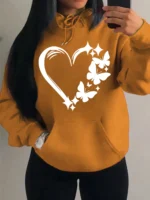 Combination Of Love And Butterfly  Pattern Hoody Women Hip Hop Street Hoodies