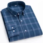 New 100% Cotton Oxford Men’s Shirts Long Sleeves Plaid Soft Regular Fit Formal Dress Shirt Pocket Social Blouse Male Clothes