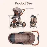 Premium 3-in-1 Baby Travel System: Reversible Seat Pram Stroller, Folding Design for 0-3 Years - Image 4