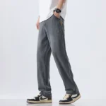 Lyocell Jeans Men's Spring Summer Thin Ice Silk Cool Loose Straight Denim Pants - Image 2