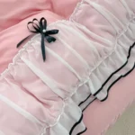 Pink Duvet Cover Queen Size, Ruffle Beddding Set with Bowtie, 3 Pieces Comforter Cover Set with Zipper Closure, Girl Bedding wit - Image 3