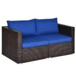 2 Seat Outdoor Wicker Loveseat Sofa Set, Modular PE Rattan 2 Pieces Outdoor Wicker Corner Sofa, Outside Furniture, Customized - Image 7