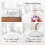 Queen Size Cotton Sheets Set with Deep Pockets, Soft Sateen Weave, Breathable and Durable Bedding in White