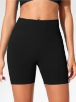 Summer High Waisted Yoga Shorts Fashionable and Sexy Running Fitness Pants Solid Color Yoga Leggings - Image 4