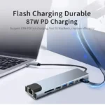 For MacBook Notebook Laptop Computer USB C Hub 8 in 1 Type C 3.1 To 4K HDMI Adapter with RJ45 SD/TF Card Reader PD Fast Charge