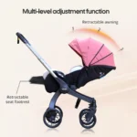Multi-functional baby stroller, Foldable newborn stroller, Outdoor handcart, Adjustable backrest, Bidirectional push high view