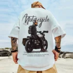 T-shirt Teenager Student Tee American Vintage Motorcycle Man Print - Image 3