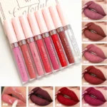 8 pcs matte liquid lipstick, lip glaze - waterproof, non-stick, long-lasting lip gloss, brown, pink, purple and red tones - Image 5