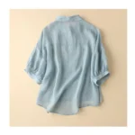 Summer Seven Point Cotton Linen Embroidered Shirt for Women - Image 4
