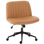 JHK Cross Legged Office Chair with Swivel Wheels Rocking Gaming Chair Armless Wide Desk Adjustable Swivel Fabric Task Vanity - Image 12