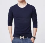 Men’s T-Shirts Long Sleeve Slim Men T-Shirt Young Man Pure Color Tops Tees Shirt O-Neck For Male Boys Tshirt