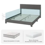 HOOMIC Upholstered Bed Frame with Adjustable Headboard, Soft Linen Fabric, Strong Supporting Structure, Noise-Free Allewie - Image 5