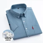 100% Cotton Oxford Men's Shirts Short Sleeve Solid color Soft Regular Fit Formal Dress Shirt Social Blouse Male Clothes M-5XL - Image 9