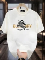 100% pure cotton men's luxurious brand letter print T-shirt, short-sleeved T-shirt, high-quality men's clothing, streetwear - Image 2