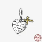 925 Sterling Silver Hamsa Hand Cross Dangle Charms Fit Original Bracelet Beads Faith Jewel plata de leyry DIY Easter Gift