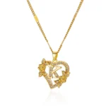 Heart Initial Letter Necklaces For Women Gold Color Stainless Steel Chain A-Z Alphabet Pendant Necklace Birthday Jewelry Gift