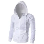 Men's Hoodie Solid Color Basic Hooded Jacket Cardigan Sweatshirt - Image 8