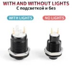 1NO High head Waterproof Metal Push Button Switch LED Light Self-locking/reset 3/6/12/24/220V 8/10/12/16mm Oxidized black