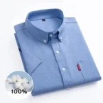 100% Cotton Oxford Men's Shirts Short Sleeve Solid color Soft Regular Fit Formal Dress Shirt Social Blouse Male Clothes M-5XL
