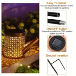 Large Retro Metal Lantern Solar Watering Can Light Outdoor Waterproof Shower Lights Hanging Star LED Fairy for Garden Decoration - Image 5