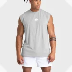 Men’s wide-shoulder sleeveless T-shirt, sports vest, fitness clothes, training brothers show off muscles, loose waistcoat, summe