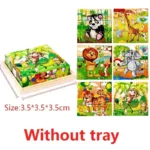 3D Cube Wooden Puzzle Children's Nine Pieces Six-sided Wooden Block Tray Children's Montessori Learning Educational Puzzle Toys - Image 11