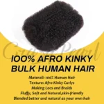 CrazyPearl Afro Kinky Bulk Human Hair for Dreadlocks Extension Repair Locs Twist Braiding Afro Kinky Human Hair for Locs Natural