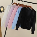 Fashion Style Female Black Women's Coat Clothing V-neck Ladies Sweater Outerwear Cute Basic - Image 5