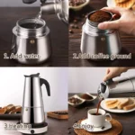 Moka Pot Machine Mocha Latte Pot Stainless Steel Mocha Espresso Coffee for Office Kitchen Italian Coffee Maker 2/4/6/9/12 Cups - Image 3
