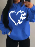 Combination Of Love And Butterfly  Pattern Hoody Women Hip Hop Street Hoodies