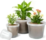 4/6/8/10 Inch Large Size Clear Nursery Pots for Plants, 16 Pack Plastic Plant Pots with Drainage Holes, Durable Seedling Star