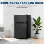 Mini Fridge With Freezer, 3.1 Cu.Ft Compact Fridge With Double Stainless Steel Door & Removable Glass Shelves For Bedroom Dorm - Image 2