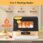 Portable Countertop Dishwasher 4 Washing Programs Mini Dishwasher 360 Rotating Spray Dish Washing Machine for Home Apartments R
