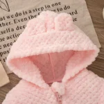 Girl Autumn Winter Keep Warm Clothes Lovely Zipper Hooded Long Sleeved Jacket Baby Girl Pink Plush Coat - Image 6