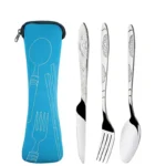 3Pcs/4Pcs/7Pcs Set Dinnerware Portable Printed Knifes Fork Spoon Stainless Steel Family Camping Steak Cutlery Tableware with Bag - Image 2