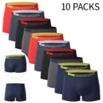 4/10 Piece Men’s Four Season Black Fashionable Casual Basic Versatile Underwear Boxer Shorts Plus Size Youth Sports Base Shorts