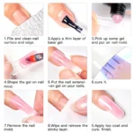 5pc Poly Extension Nail Gel Set Clear White Nude Pink Nail Art Building Varnish for Lenthening Nails Design UV/LED Lamp Needed - Image 6
