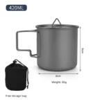 Titanium Camping Mug with Folding Handle Lightweight Portable Outdoor Cup Cooking set Cookware for Hiking Travel - Image 9