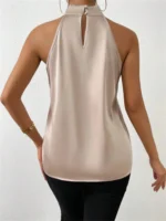 Women Summer Style Blouses Shirts Lady Casual Sleeveless Stand Collar Elegant Blouse Tops - Image 3