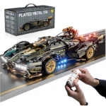 2024 Black V12 Block Roadster RC Tech Racer 1:14DIY Roadster building block assembly Block car toy birthday gift （1000+granule）